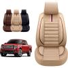 imageOASIS AUTO F150 F250 F350 Accessories Seat Covers 20092025 Custom Fit Leather Truck Cover Protector F150 F250 F350 Crew Double Super Extended CabSport Full Set Tan