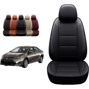 imageOASIS AUTO Corolla Custom Fit PU Leather Seat Cover Compatible with Toyota Corolla 201420152016201720182019 Black