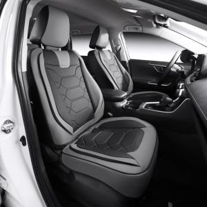 imageOASIS AUTO Custom Seat Covers Compatible with Toyota RAV4 20132018 Full Set BlackampampRedBLACKGRAY