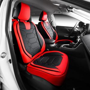 imageOASIS AUTO Custom Seat Covers Compatible with Toyota RAV4 20132018 Full Set BlackampampRedBLACKRED