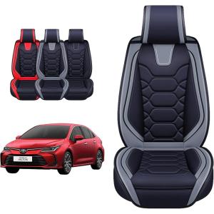 imageOASIS AUTO Toyota Corolla Accessories Seat Covers 20092025 Custom Fit Leather Cover Protector Cushion Full Set RedGRAY