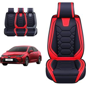 imageOASIS AUTO Toyota Corolla Accessories Seat Covers 20092025 Custom Fit Leather Cover Protector Cushion Full Set RedRED