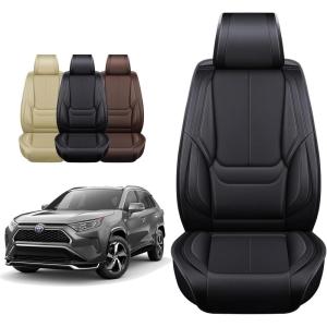 imageOASIS AUTO Toyota RAV4 Accessories Seat Covers 20132025 Custom Fit Leather Cover Protector Cushion for RAV4 Premium Full Set BlackINKY