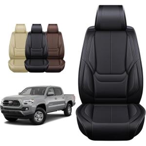 imageOASIS AUTO Toyota Tacoma Accessories Seat Covers 20052025 Custom Fit Leather Truck Cover Protector Cushion Crew Double Extended Cab TRDPremium Full Set Black