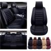 imageOASIS AUTO Car Seat Covers Premium Waterproof Faux Leather Cushion Universal Accessories Fit SUV Truck Sedan Automotive Vehicle Auto Interior Protector Full Set OS001 TanBLACK