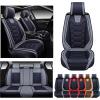 imageOASIS AUTO Car Seat Covers Premium Waterproof Faux Leather Cushion Universal Accessories Fit SUV Truck Sedan Automotive Vehicle Auto Interior Protector Front Pair OS004 BlackampampTealBLACKGREY