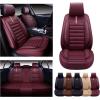 imageOASIS AUTO Car Seat Covers Premium Waterproof Faux Leather Cushion Universal Accessories Fit SUV Truck Sedan Automotive Vehicle Auto Interior Protector Front Pair OS001 BlackBURGUNDY
