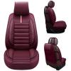 imageOASIS AUTO Car Seat Covers Premium Waterproof Faux Leather Cushion Universal Accessories Fit SUV Truck Sedan Automotive Vehicle Auto Interior Protector Full Set OS001 TanBURGUNDY