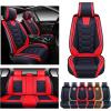 imageOASIS AUTO Car Seat Covers Premium Waterproof Faux Leather Cushion Universal Accessories Fit SUV Truck Sedan Automotive Vehicle Auto Interior Protector Front Pair OS004 BlackampampTealBLACKRED