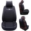 imageOASIS AUTO Car Seat Covers Premium Waterproof Faux Leather Cushion Universal Accessories Fit SUV Truck Sedan Automotive Vehicle Auto Interior Protector Full Set OS008 BlackBLACK