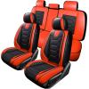 imageOASIS AUTO Car Seat Covers Premium Waterproof Faux Leather Cushion Universal Accessories Fit SUV Truck Sedan Automotive Vehicle Auto Interior Protector Full Set OD004 BlackampampOrange