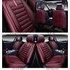 imageOASIS AUTO Car Seat Covers Premium Waterproof Faux Leather Cushion Universal Accessories Fit SUV Truck Sedan Automotive Vehicle Auto Interior Protector Front Pair OS001 BlackBURGUNDY