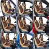 imageOASIS AUTO Car Seat Covers Premium Waterproof Faux Leather Cushion Universal Accessories Fit SUV Truck Sedan Automotive Vehicle Auto Interior Protector Front Pair OS004 BlackampampTealTANBROWN