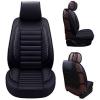 imageOASIS AUTO Car Seat Covers Premium Waterproof Faux Leather Cushion Universal Accessories Fit SUV Truck Sedan Automotive Vehicle Auto Interior Protector Full Set OS001 TanBLACK