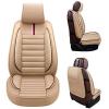 imageOASIS AUTO Car Seat Covers Premium Waterproof Faux Leather Cushion Universal Accessories Fit SUV Truck Sedan Automotive Vehicle Auto Interior Protector Full Set OS001 TanTAN