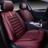 imageOASIS AUTO Car Seat Covers Premium Waterproof Faux Leather Cushion Universal Accessories Fit SUV Truck Sedan Automotive Vehicle Auto Interior Protector Full Set OS001 TanBURGUNDY
