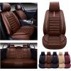 imageOASIS AUTO Car Seat Covers Premium Waterproof Faux Leather Cushion Universal Accessories Fit SUV Truck Sedan Automotive Vehicle Auto Interior Protector Full Set OS001 TanBROWN