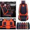 imageOASIS AUTO Car Seat Covers Premium Waterproof Faux Leather Cushion Universal Accessories Fit SUV Truck Sedan Automotive Vehicle Auto Interior Protector Front Pair OS004 BlackampampTealBLACKORANGE