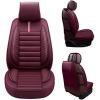 imageOASIS AUTO Car Seat Covers Premium Waterproof Faux Leather Cushion Universal Accessories Fit SUV Truck Sedan Automotive Vehicle Auto Interior Protector Front Pair OS001 BlackBURGUNDY