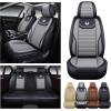 imageOASIS AUTO Car Seat Covers Premium Waterproof Faux Leather Cushion Universal Accessories Fit SUV Truck Sedan Automotive Vehicle Auto Interior Protector Full Set OS008 BlackGRAY