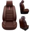 imageOASIS AUTO Car Seat Covers Premium Waterproof Faux Leather Cushion Universal Accessories Fit SUV Truck Sedan Automotive Vehicle Auto Interior Protector Front Pair OS001 BlackBROWN