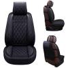 imageOASIS AUTO Car Seat Covers Premium Waterproof Faux Leather Cushion Universal Accessories Fit SUV Truck Sedan Automotive Vehicle Auto Interior Protector Full Set OS009 Black