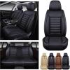 imageOASIS AUTO Car Seat Covers Premium Waterproof Faux Leather Cushion Universal Accessories Fit SUV Truck Sedan Automotive Vehicle Auto Interior Protector Full Set OD001 Black