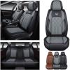 imageOASIS AUTO Car Seat Covers Premium Waterproof Faux Leather Cushion Universal Accessories Fit SUV Truck Sedan Automotive Vehicle Auto Interior Protector Full Set BlackampampBlueGRAY