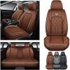 imageOASIS AUTO Car Seat Covers Premium Waterproof Faux Leather Cushion Universal Accessories Fit SUV Truck Sedan Automotive Vehicle Auto Interior Protector Full Set BlackampampBlueCOFFEE