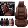imageOASIS AUTO Car Seat Covers Premium Waterproof Faux Leather Cushion Universal Accessories Fit SUV Truck Sedan Automotive Vehicle Auto Interior Protector Full Set OS001 TanBROWN