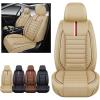 imageOASIS AUTO Car Seat Covers Premium Waterproof Faux Leather Cushion Universal Accessories Fit SUV Truck Sedan Automotive Vehicle Auto Interior Protector Front Pair OD001 Tan