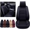 imageOASIS AUTO Car Seat Covers Premium Waterproof Faux Leather Cushion Universal Accessories Fit SUV Truck Sedan Automotive Vehicle Auto Interior Protector Full Set OS001 TanBLACK