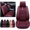 imageOASIS AUTO Car Seat Covers Premium Waterproof Faux Leather Cushion Universal Accessories Fit SUV Truck Sedan Automotive Vehicle Auto Interior Protector Front Pair OS001 BlackBURGUNDY