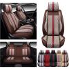 imageOASIS AUTO Car Seat Covers Premium Waterproof Faux Leather Cushion Universal Accessories Fit SUV Truck Sedan Automotive Vehicle Auto Interior Protector Full SetOS007 BlackBROWN