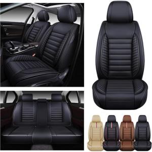 imageOASIS AUTO Car Seat Covers Premium Waterproof Faux Leather Cushion Universal Accessories Fit SUV Truck Sedan Automotive Vehicle Auto Interior Protector Full Set OD001 Black