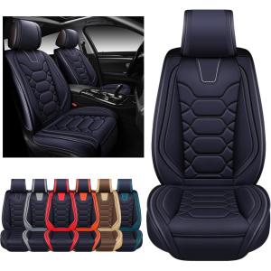 imageOASIS AUTO Car Seat Covers Premium Waterproof Faux Leather Cushion Universal Accessories Fit SUV Truck Sedan Automotive Vehicle Auto Interior Protector Front Pair OS004 BlackampampTealBLACK