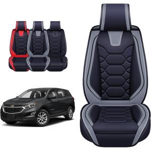 image:imageOASIS AUTO Custom Fit Seat Covers Compatible with Chevy Equinox 20102025 Waterproof Faux Leather Protector SUV Interior Accessories Front Pair BlackBlackGray